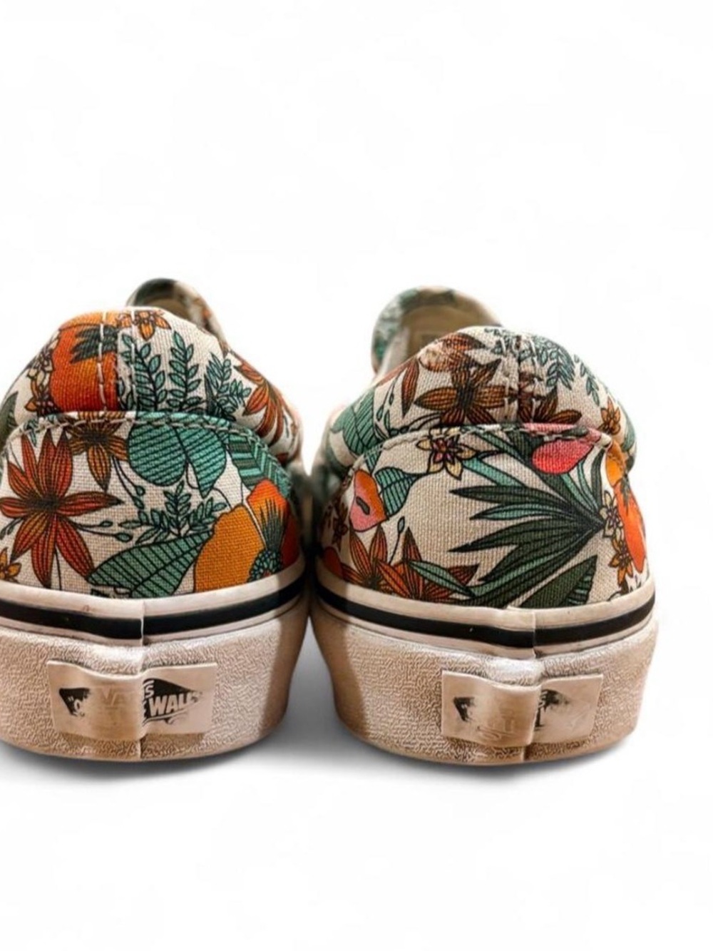 Vans Floral Canvas Slip-On in Cream, Green, Orange, Pink - Picture 3 of 6
